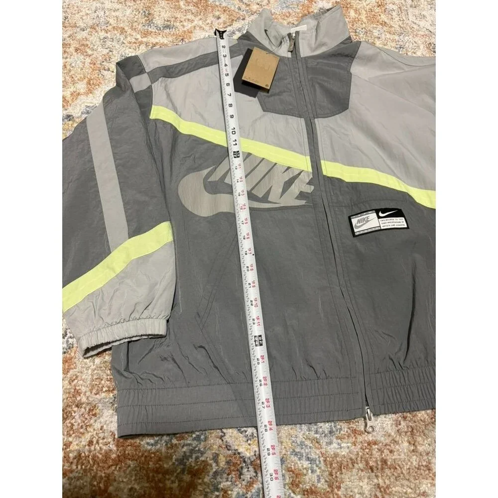 NIKE Windbreaker‎ Jacket Womens Large Gray Reflective Oversized Full Zip NEW